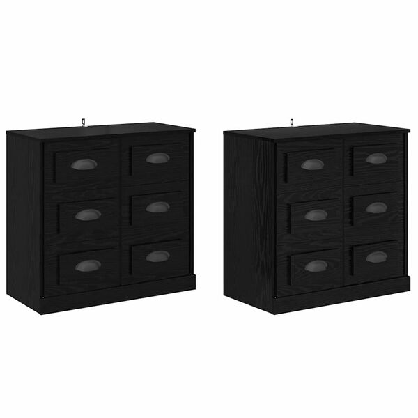 vidaXL Sideboards 2 pcs Schwarz Eichen-Optik 70 x 35,5 x 67,5 cm