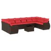 vidaXL 11-teiliges Gartensofa-Set mit Kissen, braun, Polyrattan
