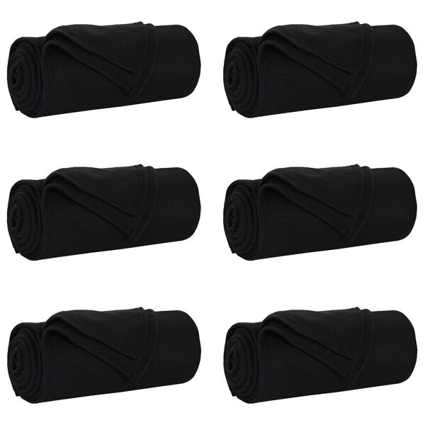 vidaXL Wohndecken 6 pcs Schwarz 170 x 130 cm Fleece