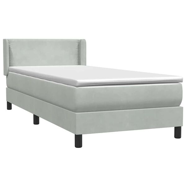 vidaXL Boxspringbett mit Matratze Hellgrau 90x210 cm Samt
