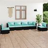 vidaXL 6-tlg. Garten-Lounge-Set mit Kissen Poly Rattan Schwarz