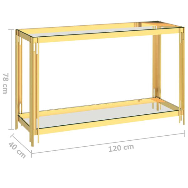 vidaXL Beistelltisch Golden 120x40x78 cm Edelstahl und Glas