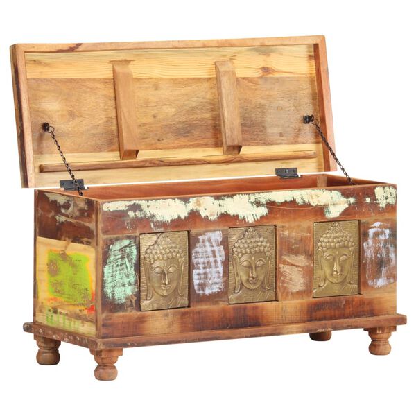 vidaXL Aufbewahrungsbox mit Buddha-Verzierung 90x35x45 cm Altholz
