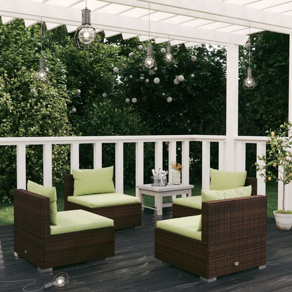 vidaXL 4-tlg. Garten-Lounge-Set mit Auflagen Poly Rattan Braun