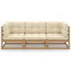 vidaXL 3-Sitzer-Gartensofa mit Kissen Kiefer Massivholz