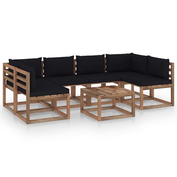 vidaXL 7-tlg. Garten-Lounge-Set aus Paletten mit Kissen Kiefernholz