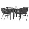 vidaXL 5-tlg. Garten-Essgruppe mit Kissen Schwarz Poly Rattan Glas