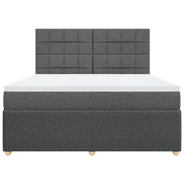 vidaXL Boxspringbett mit Matratze Dunkelgrau 180x200 cm Stoff