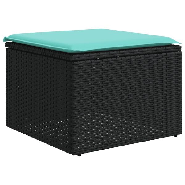 vidaXL 5-tlg. Garten-Sofagarnitur mit Kissen Schwarz Poly Rattan