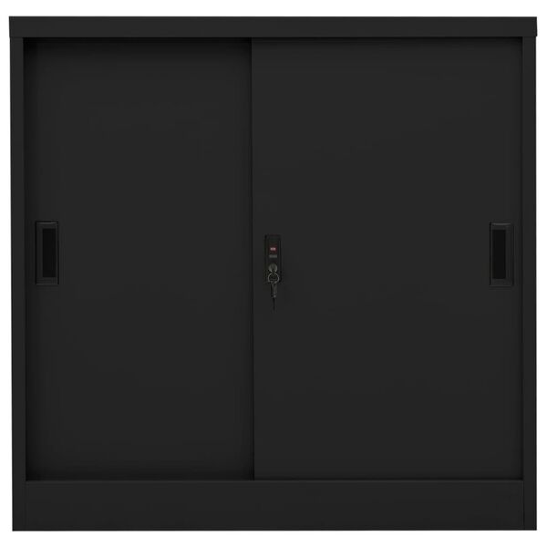 vidaXL B&uuml;roschrank mit Schiebet&uuml;r Schwarz 90x40x90 cm Stahl