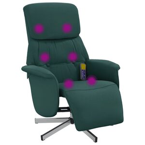 vidaXL Massagesessel mit Fu&szlig;teil Dunkelgr&uuml;n Stoff