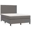 vidaXL Boxspringbett mit Matratze Grau 140x200 cm Kunstleder