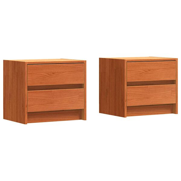 vidaXL Nachttische 2 pcs Wachsbraun 40 x 30.5 x 35.5 cm Kiefernholz