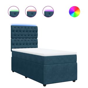 vidaXL Boxspringbett mit Matratze Blau 90x190 cm Samt