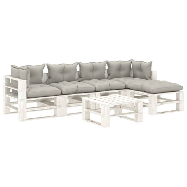 vidaXL 6-tlg. Garten-Lounge-Set Paletten mit Kissen in Taupe Holz