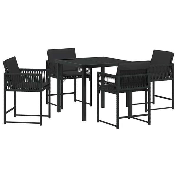 vidaXL Garten Essgruppe 5 pcs Schwarz Poly-Rattan