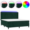 vidaXL Boxspringbett mit Matratze & LED Dunkelgr&uuml;n 160x200 cm Samt