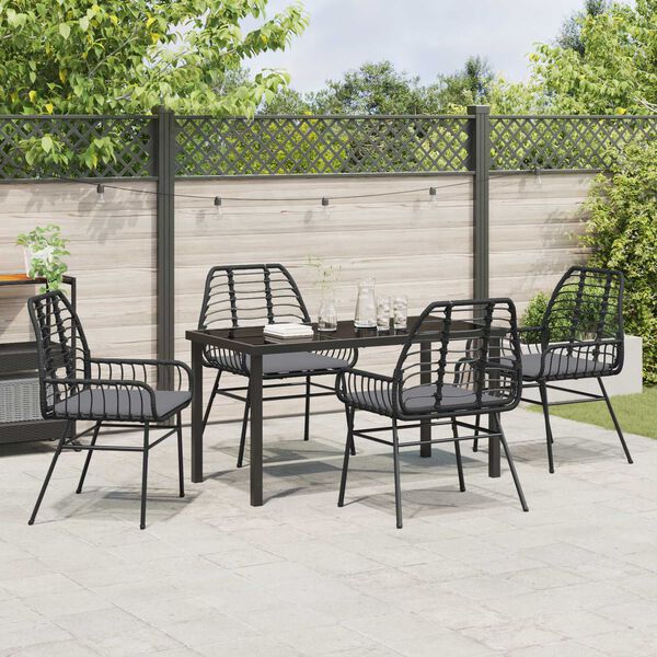 vidaXL Garten Essgruppe 5 pcs Schwarz Poly-Rattan