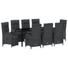 vidaXL Garten Essgruppe 9 stk. Schwarz Poly-Rattan