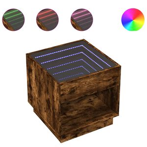 vidaXL Couchtisch mit Infinity-LED R&auml;uchereiche 50x50x50 cm