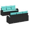 vidaXL Gartensofa-set 7 stk. 6-Sitzanzahl Schwarz und T&uuml;rkis