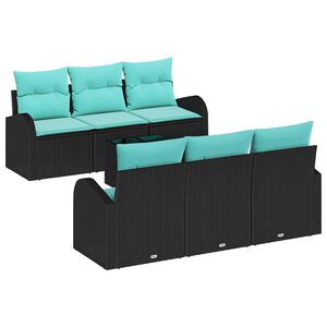 vidaXL Gartensofa-set 7 stk. 6-Sitzanzahl Schwarz und T&uuml;rkis