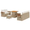 vidaXL Gartensofa-set mit Kissen 10 pcs Beige und Creme Poly-Rattan