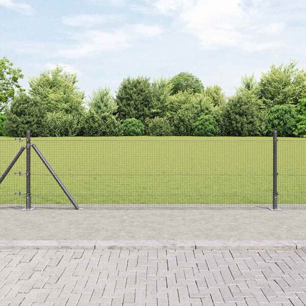 vidaXL Zaun mit Pfosten Grau 0,4 x 10 m Stahl