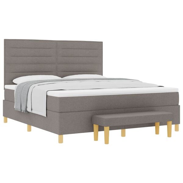 vidaXL Boxspringbett mit Matratze Taupe 180 x 200 cm Stoff