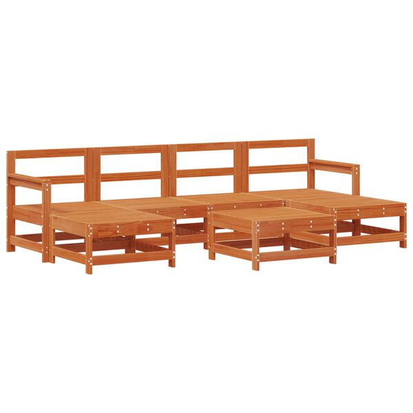 vidaXL Garten-Lounge-Set 7 pcs Wachsbraun Massives Kiefernholz