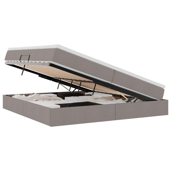 vidaXL Aufbewahrungsbett mit Matratze Taupe 200 x 200 cm Polyester