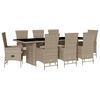 vidaXL 9-tlg. Garten-Essgruppe mit Kissen Beige Poly Rattan