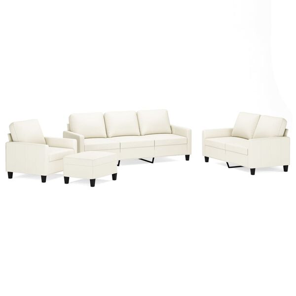 vidaXL 4-tlg. Sofagarnitur mit Kissen Creme Kunstleder
