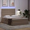 vidaXL Bett mit Stauraum und LED Cappuccino 140 x 190 cm Kunstleder