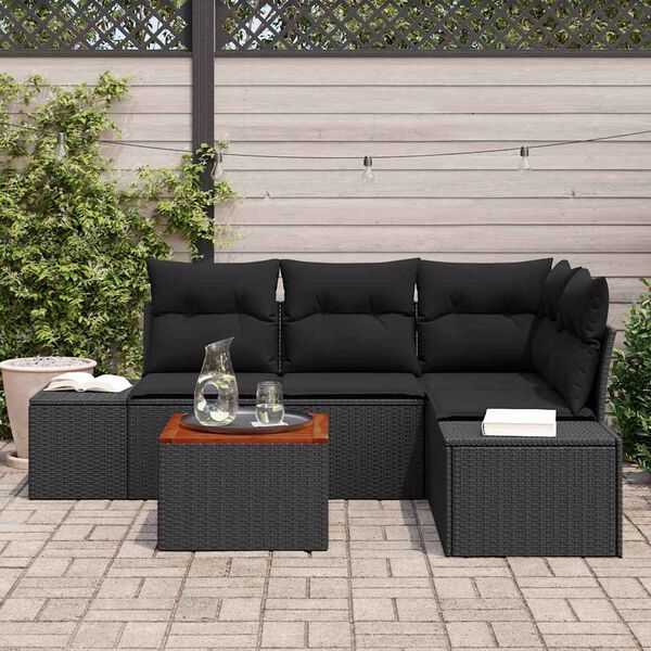 vidaXL Garten-Sofa-Set 5 pcs Schwarz