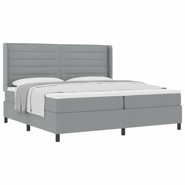 vidaXL Boxspringbett mit Matratze Hellgrau 200 x 200 cm Stoff