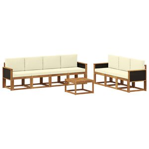 vidaXL Outdoor-Sofagarnitur mit Kissen 7 pcs Natur und Creme