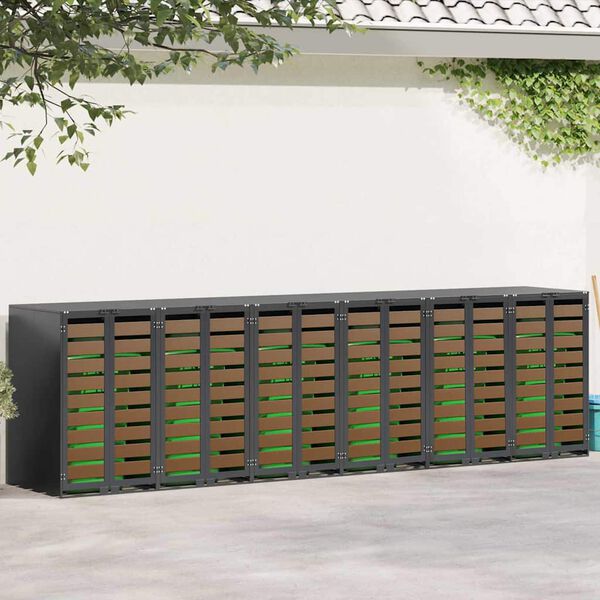 vidaXL Wagenm&uuml;llbeh&auml;lter f&uuml;r 6 Beh&auml;lter 408 x 77,5 x 115,5 cm Stahl