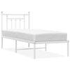 vidaXL Metallbett ohne Matratze mit Kopfteil Wei&szlig; 75x190 cm