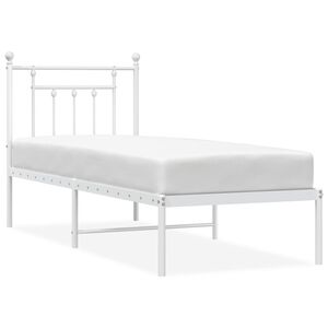 vidaXL Metallbett ohne Matratze mit Kopfteil Wei&szlig; 75x190 cm
