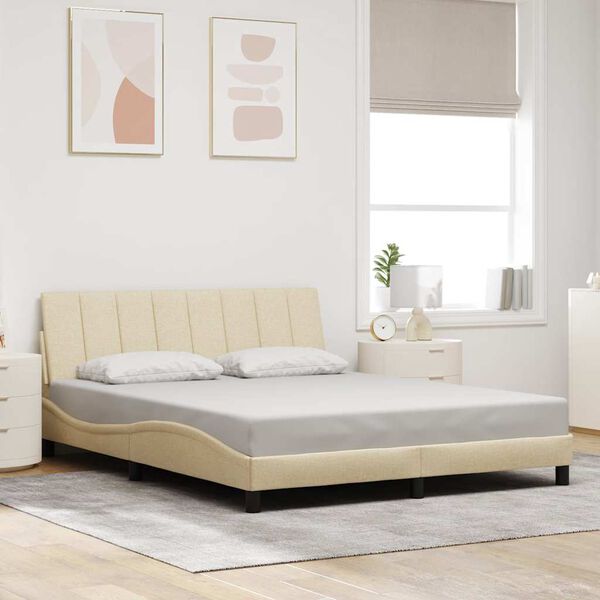vidaXL Bettgestell ohne Matratze "Hanko" Creme 160x200 cm Stoff