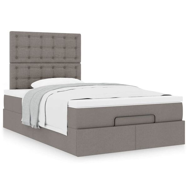 vidaXL Ottoman-Bett mit Matratze Taupe 120x190 cm Stoff