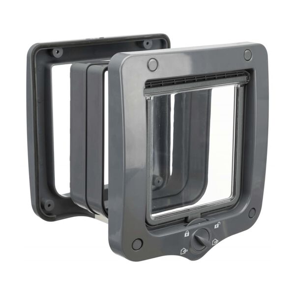 TRIXIE 4-Wege Katzenklappe mit 2 Tunneln Grau