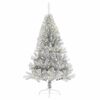 vidaXL K&uuml;nstlicher vorbeleuchteter Weihnachtsbaum Silber 150 cm PET