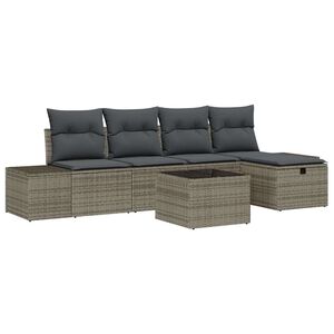 vidaXL Gartensofa-set mit Kissen 6 pcs Grau Poly-Rattan