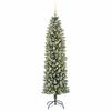 vidaXL K&uuml;nstlicher schlanker Weihnachtsbaum Gr&uuml;n und Wei&szlig; 180 cm