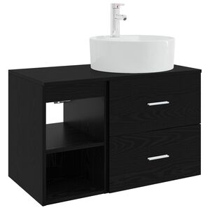 vidaXL Badezimmerm&ouml;bel-Set 2 pcs Schwarze Eiche Holzwerkstoff