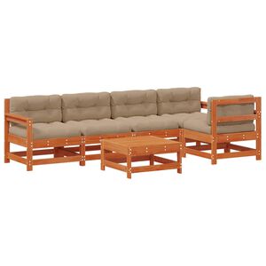 vidaXL Garten-Lounge-Set 6 stk. Wachsbraun Massives Kiefernholz
