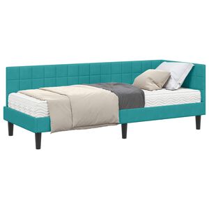 vidaXL Eckbettgestell mit Matratze 2 stk. T&uuml;rkis 80 x 200 cm Samt