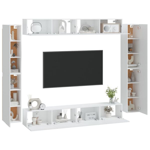 vidaXL 8-tlg. TV-Schrank-Set Wei&szlig; Holzwerkstoff